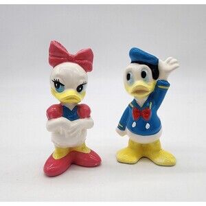 Vintage Porcelain Donald & Daisy Duck Figurines 1980ss Disney Japan Set of 2